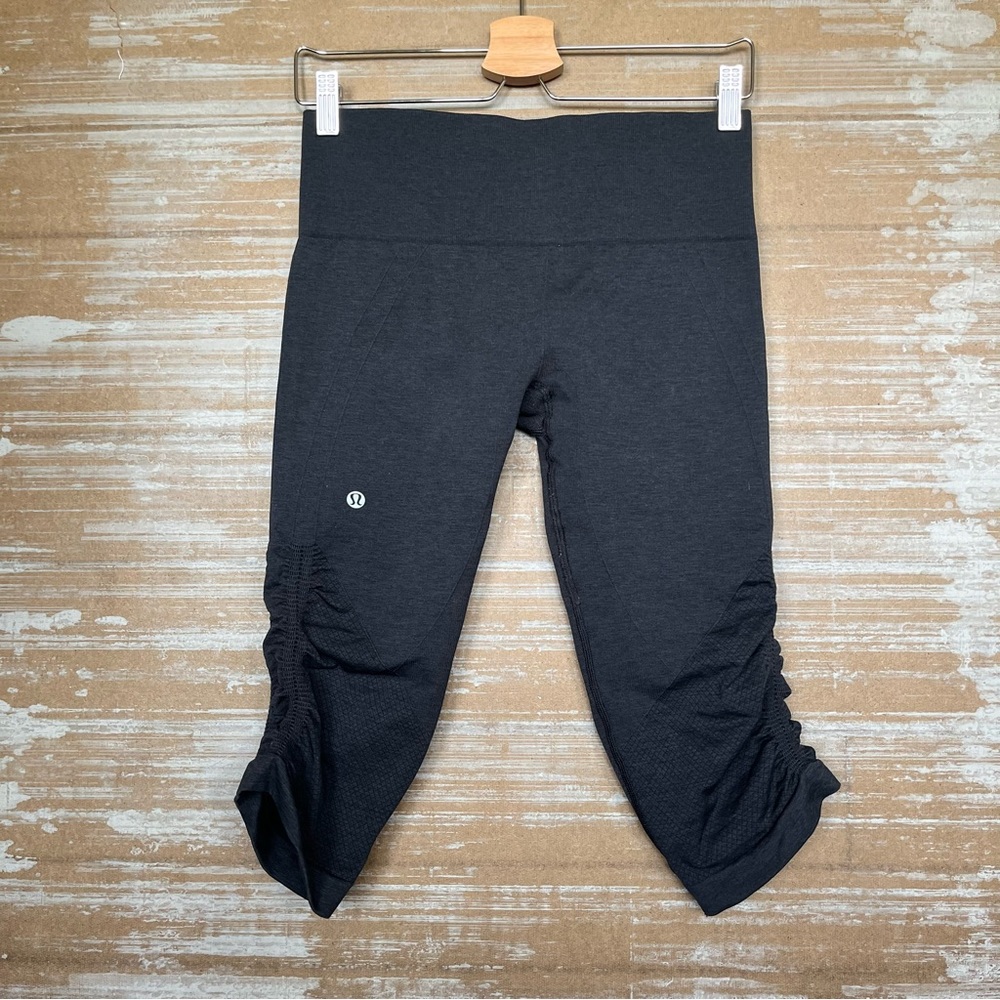 lululemon athletica Black Ruched Capri Leggings